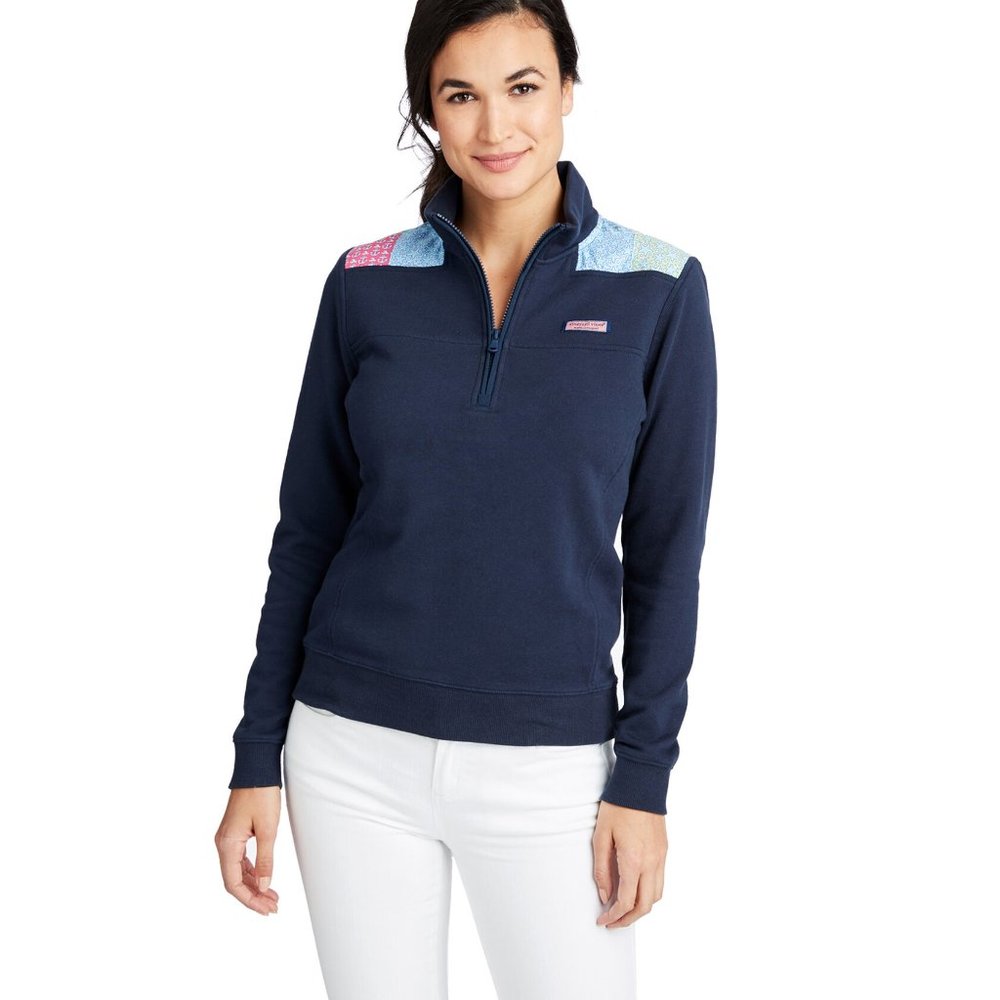 Ladies Navy Classic Patchwork Shep Size Small